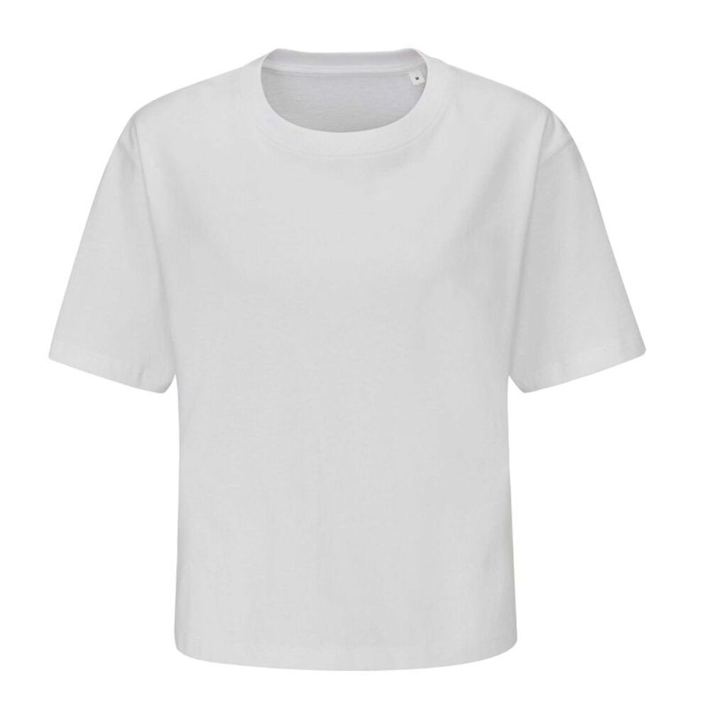 Mantis Womens/Ladies Natural Cotton Heavyweight Loose Fit Crop T-Shirt / White